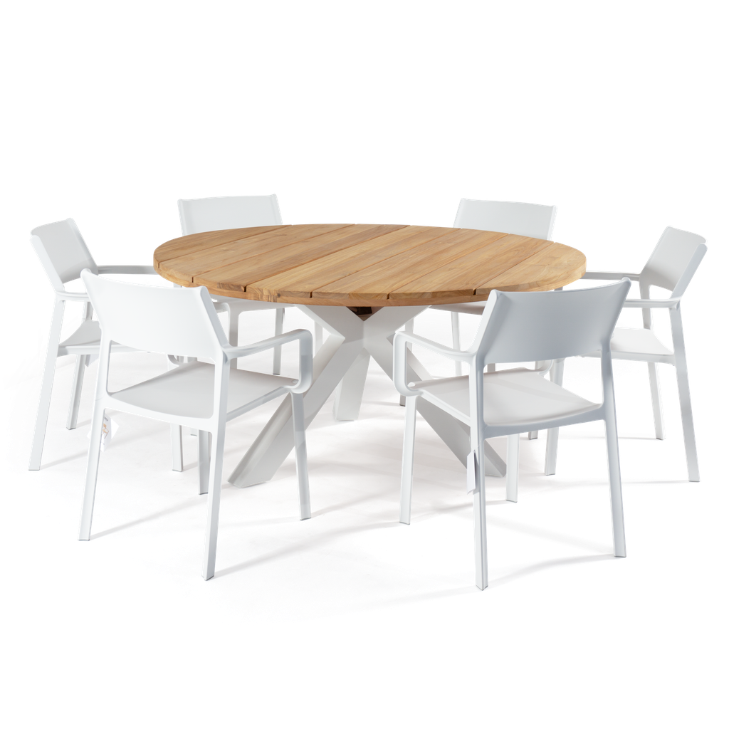 Malibu Round & Trill 7pc Setting (White)