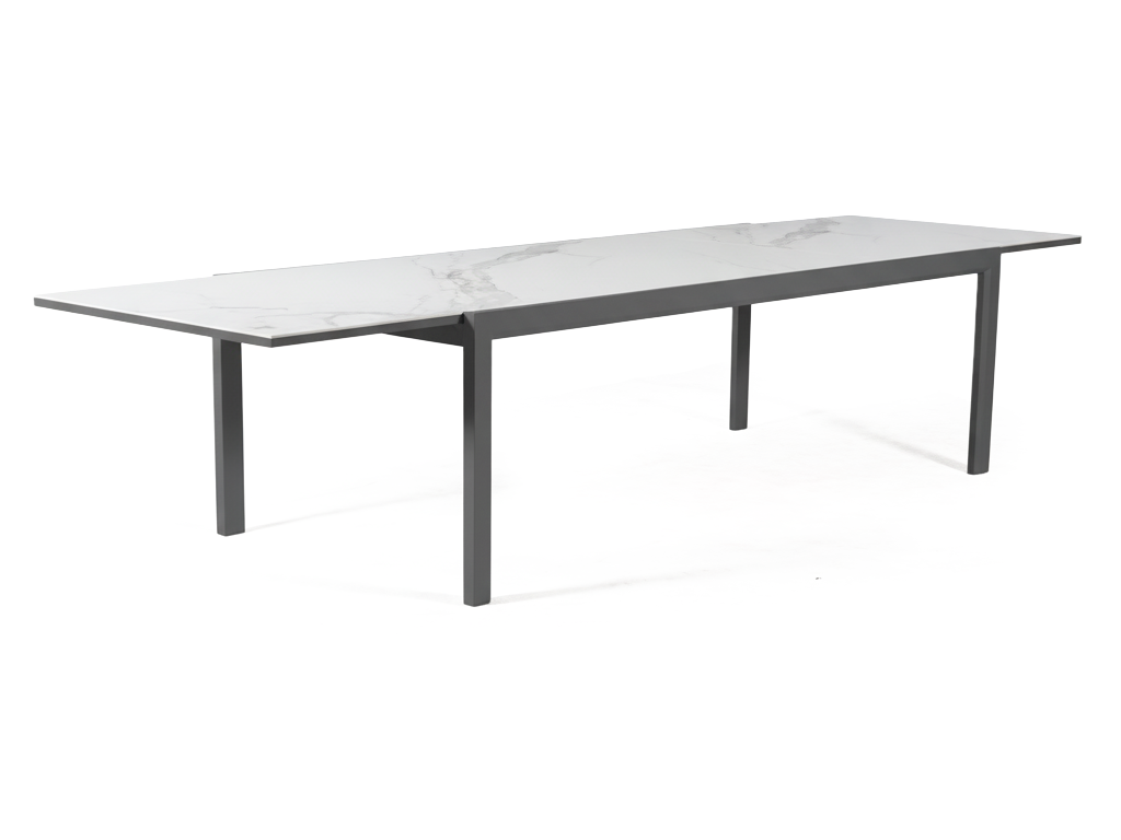 Florence Ceramic Extension Table 240 — Charcoal & Marble