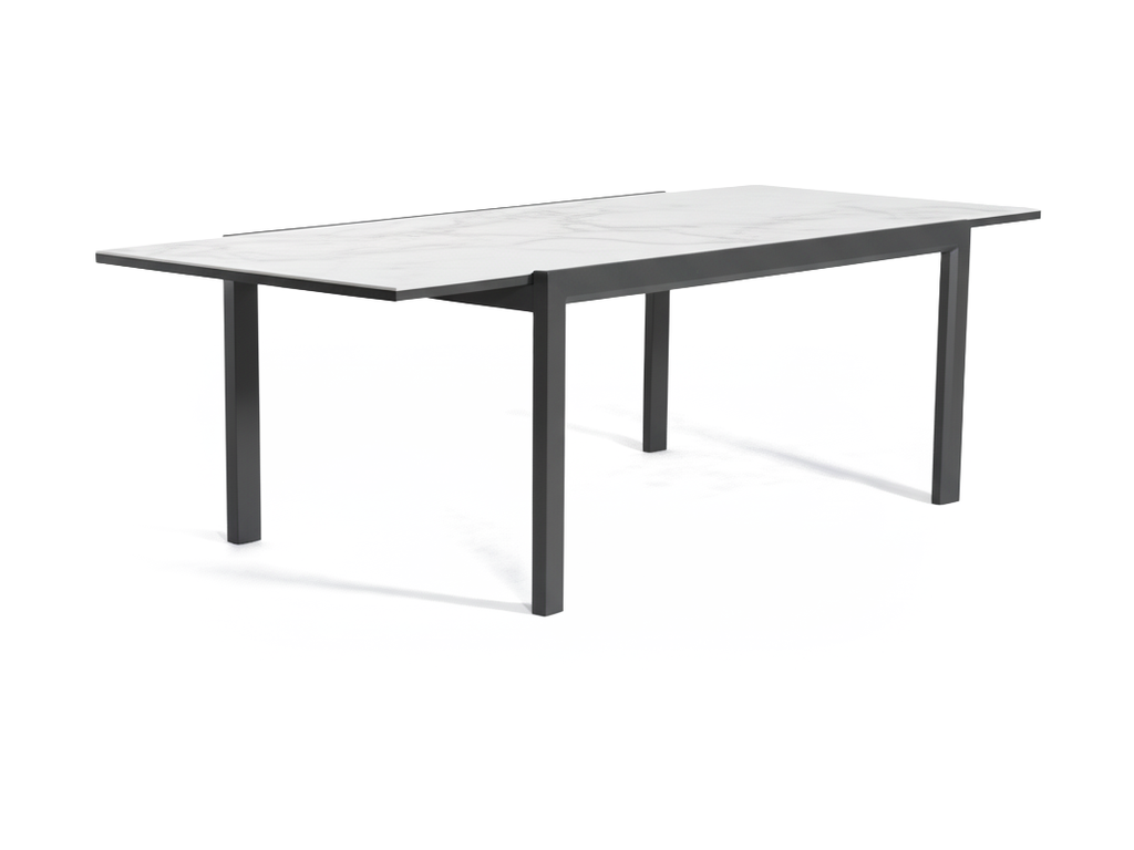 Florence Ceramic Extension Table 160 — Charcoal & Marble