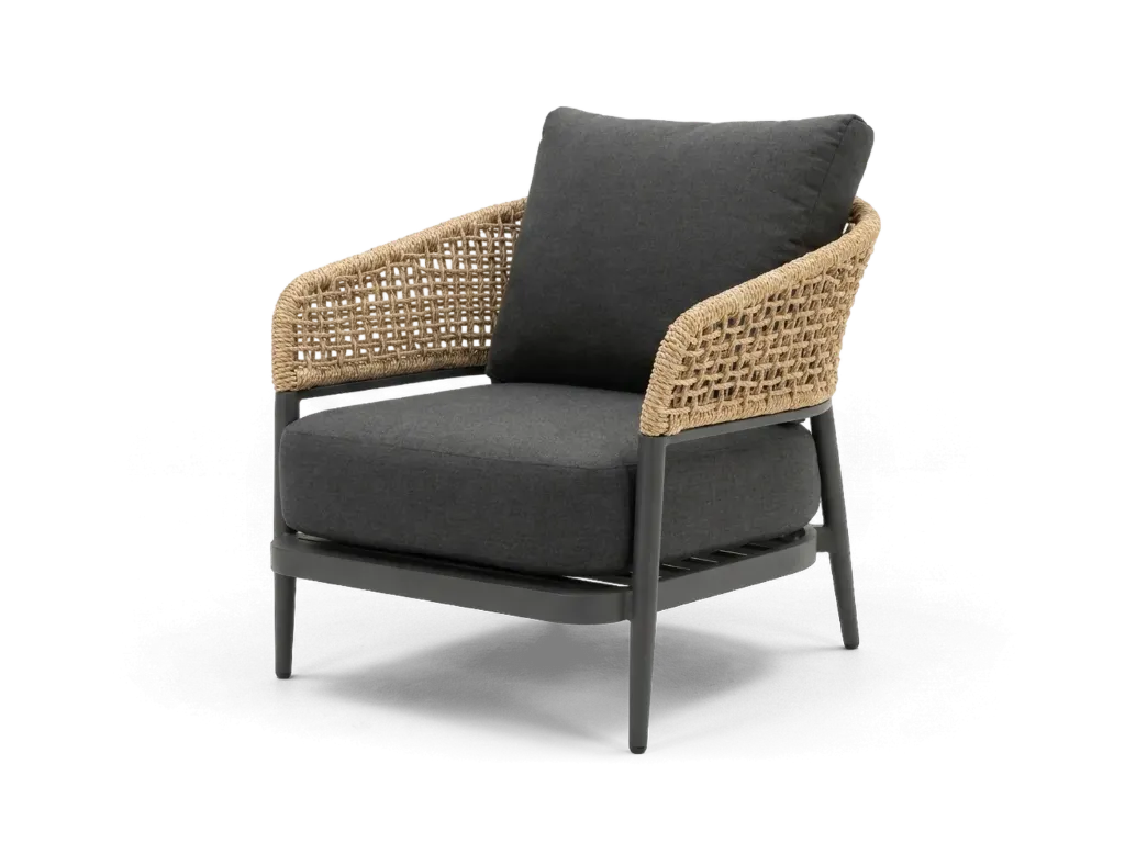 Taormina Lounge Arm Chair — Charcoal & Rehau