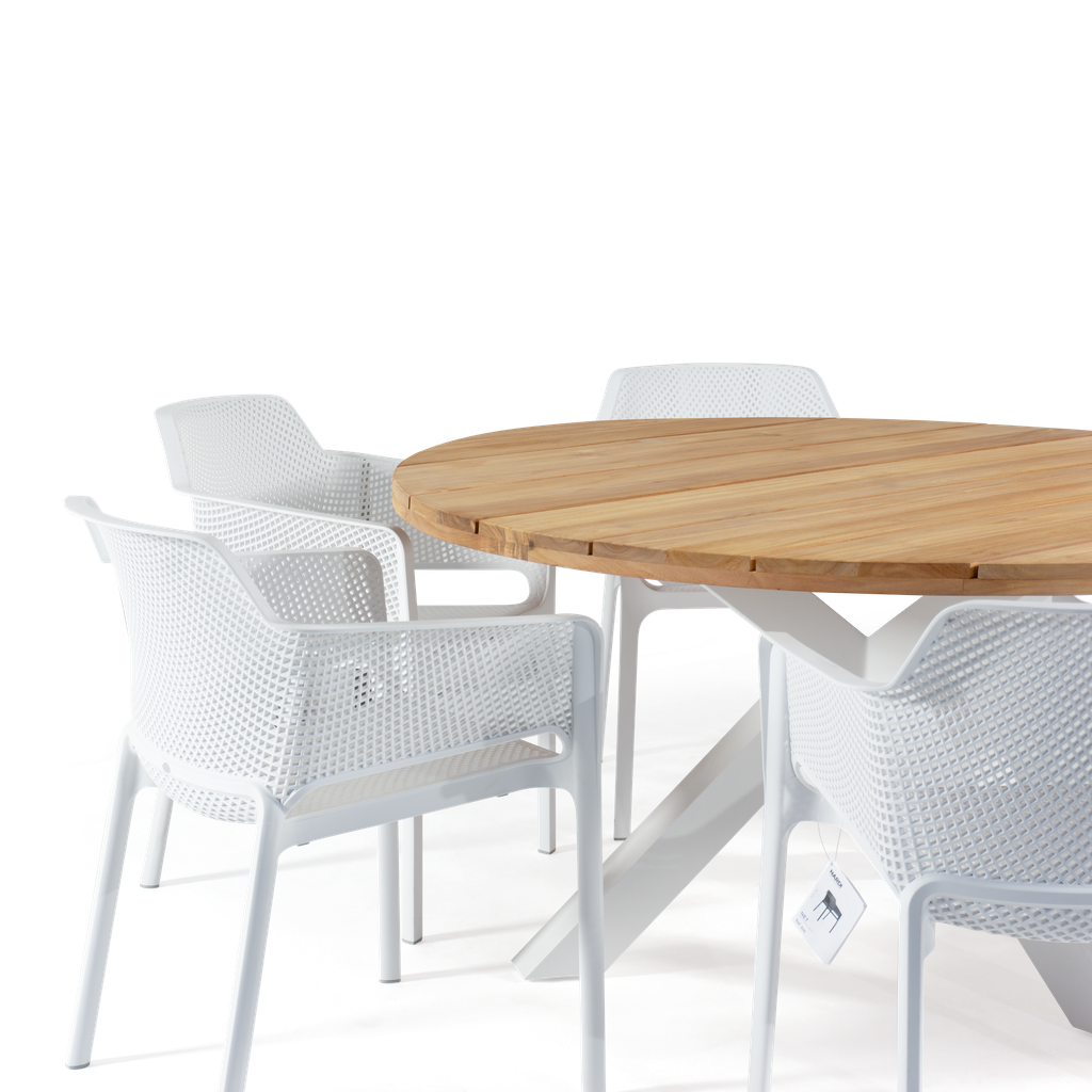 Malibu & Net 1.5m Round Dining Set (White)