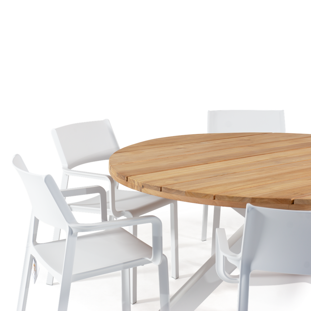 Malibu & Trill 1.5m Round Dining Set (White)