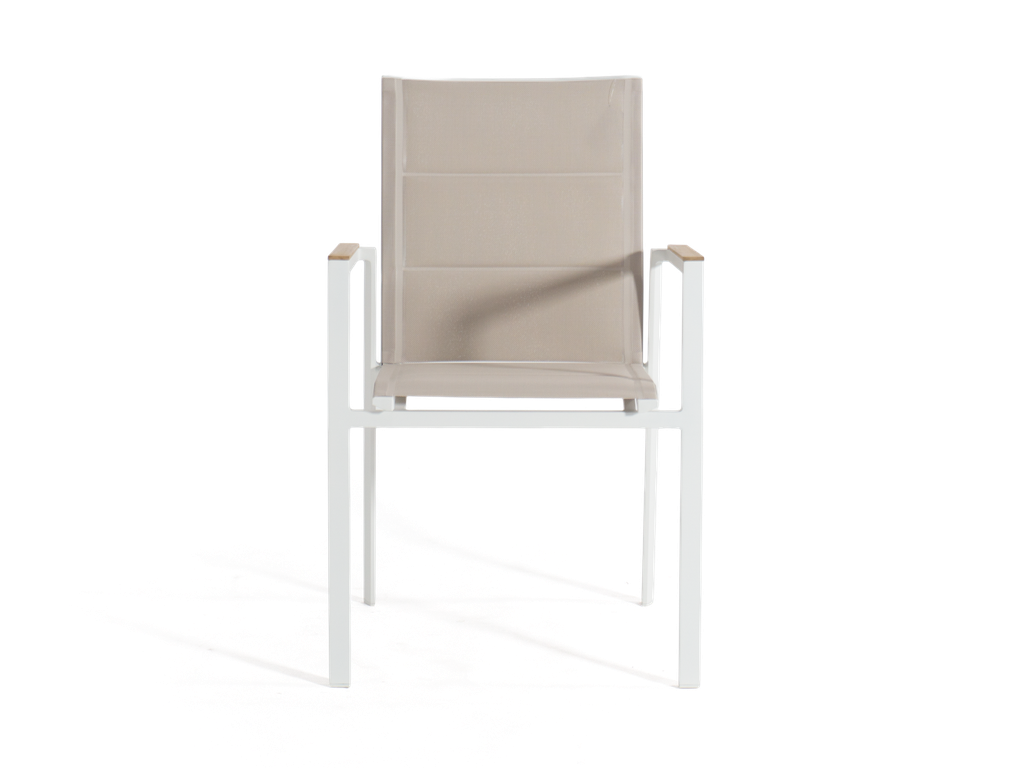 Florence Batyline Dining Chair — White & Light-taupe