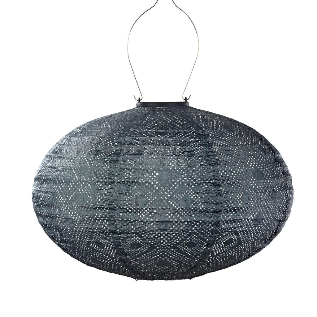 Oval 40cm Lantern (Grey Blue)