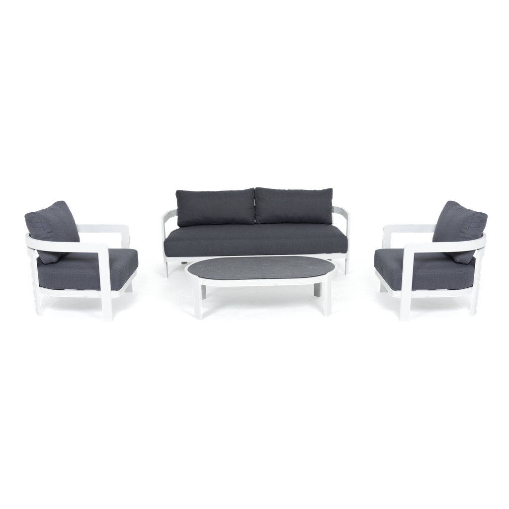 Santorini Lounge 4-Seat (White Frame) — Charcoal