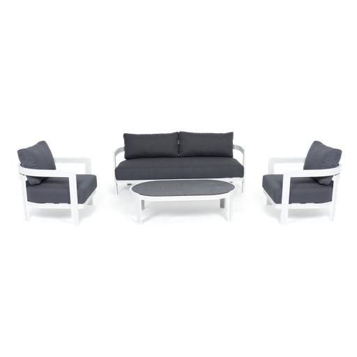 Santorini Lounge 4-Seat Setting (White Frame) (Charcoal)