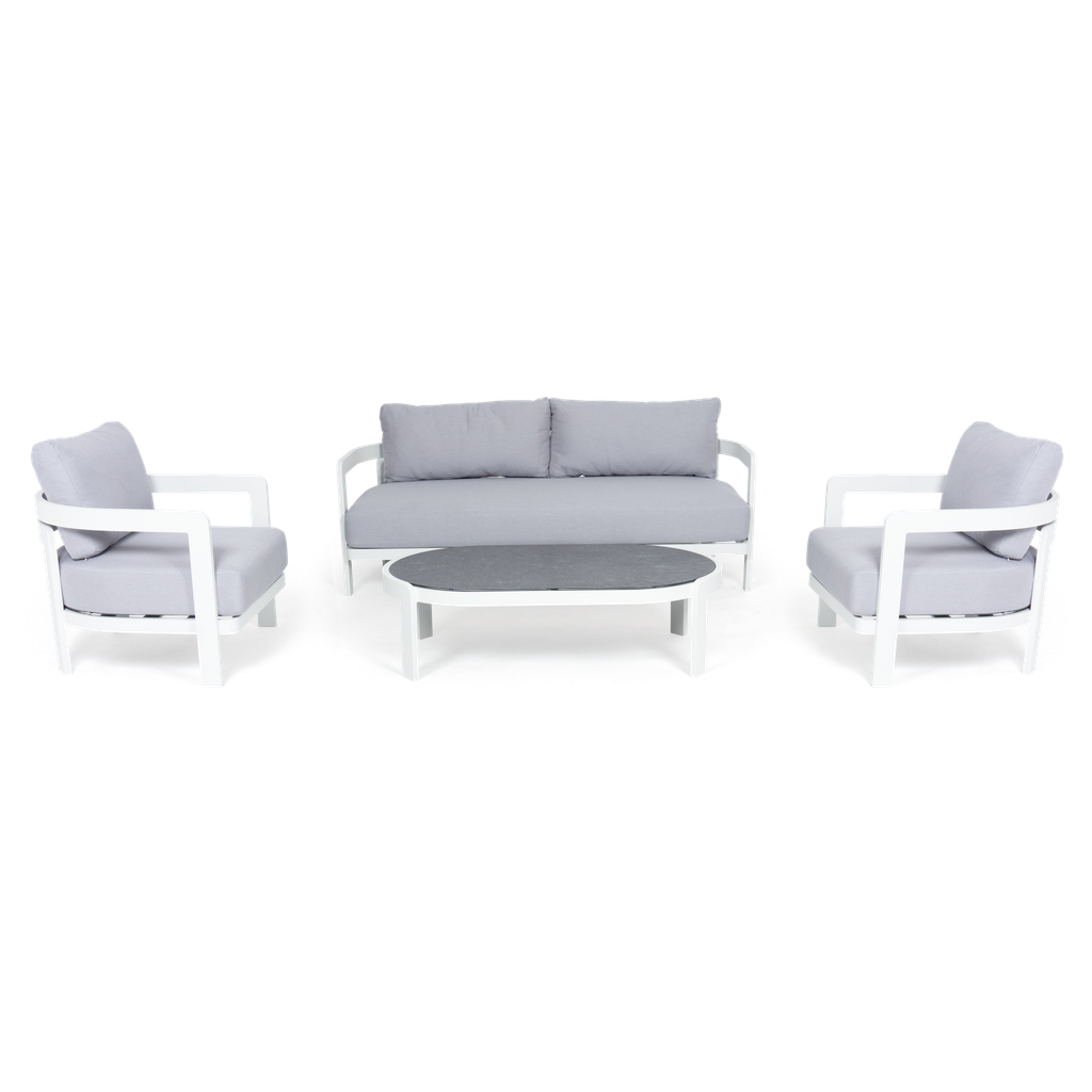Santorini Lounge 4-Seat (White Frame) (Light-Grey)