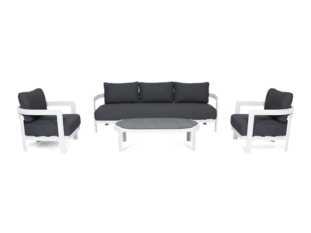 Santorini Lounge 5-Seat (White Frame) — Charcoal