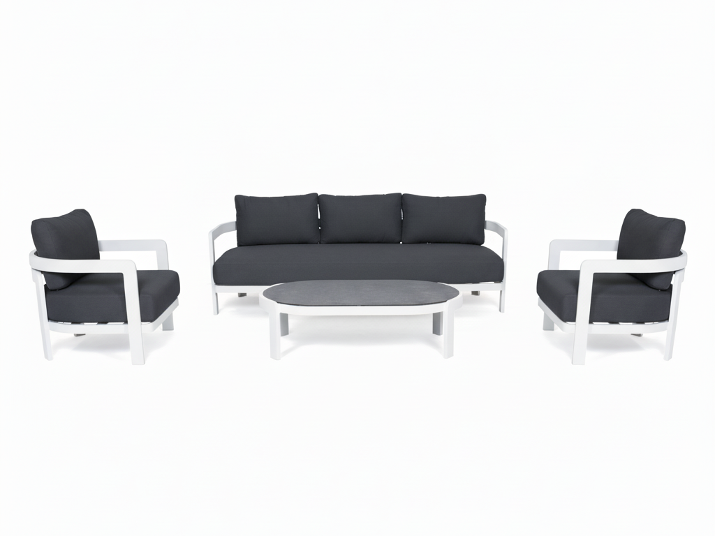 Santorini Lounge 5-Seat (White Frame) — Charcoal
