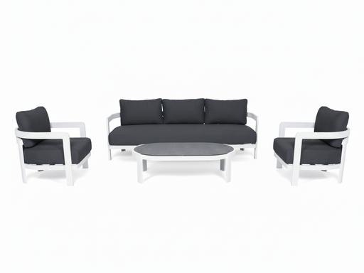 Santorini Lounge 5-Seat Setting (White Frame) (Charcoal)