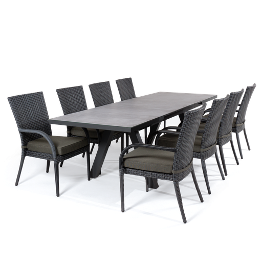 Sierra Extension & St Lucia 9pc Setting (Charcoal)