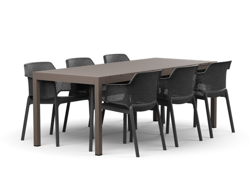 Rio 140 Extension & Net Chair 7pc Setting (Tortora, Charcoal)