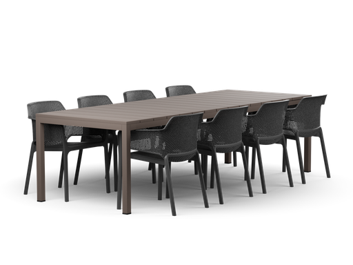 Rio 210 Extension & Net Chair 9pc Setting (Tortora, Charcoal)