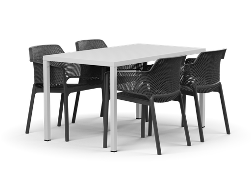 Cube 140 & Net 5pc Setting (White, Charcoal)