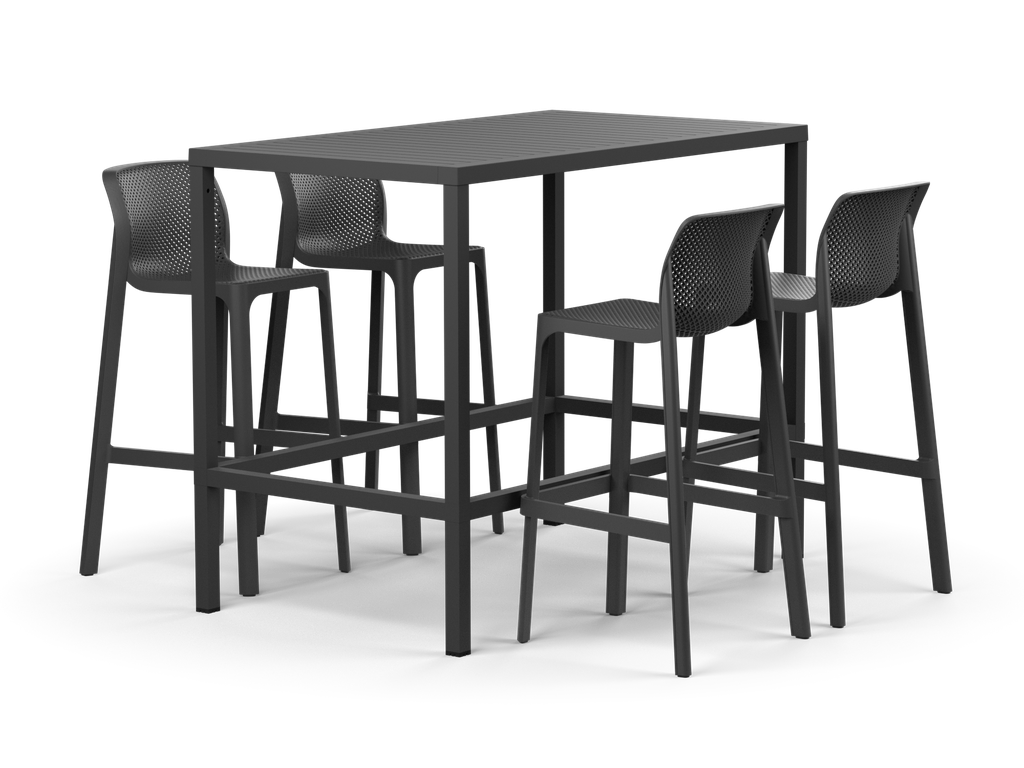 Cube 140 Bar & Net Stool (Charcoal, Charcoal)