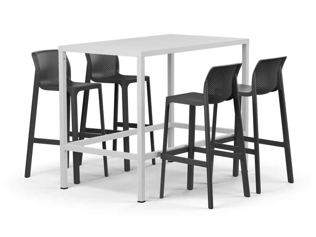 Cube 140 Bar & Net Stool — White, Charcoal
