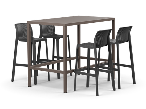 Cube 140 Bar & Net Stool 5pc Setting (Tortora, Charcoal)