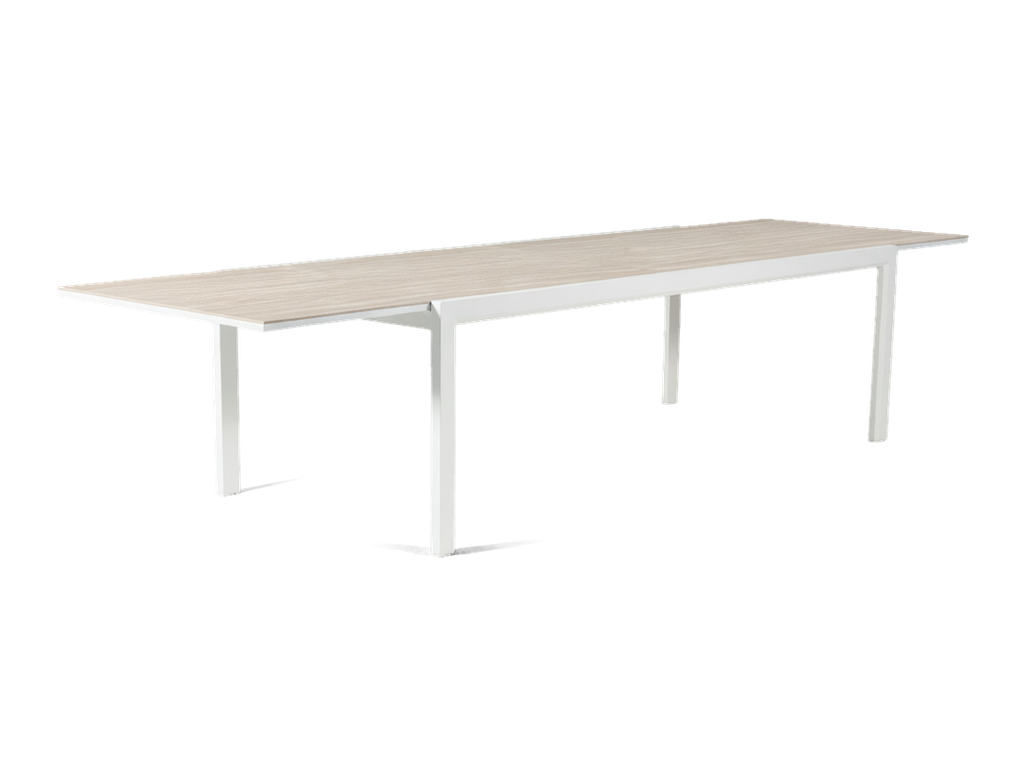Florence Ceramic Extension Table 240 — White & Travertine
