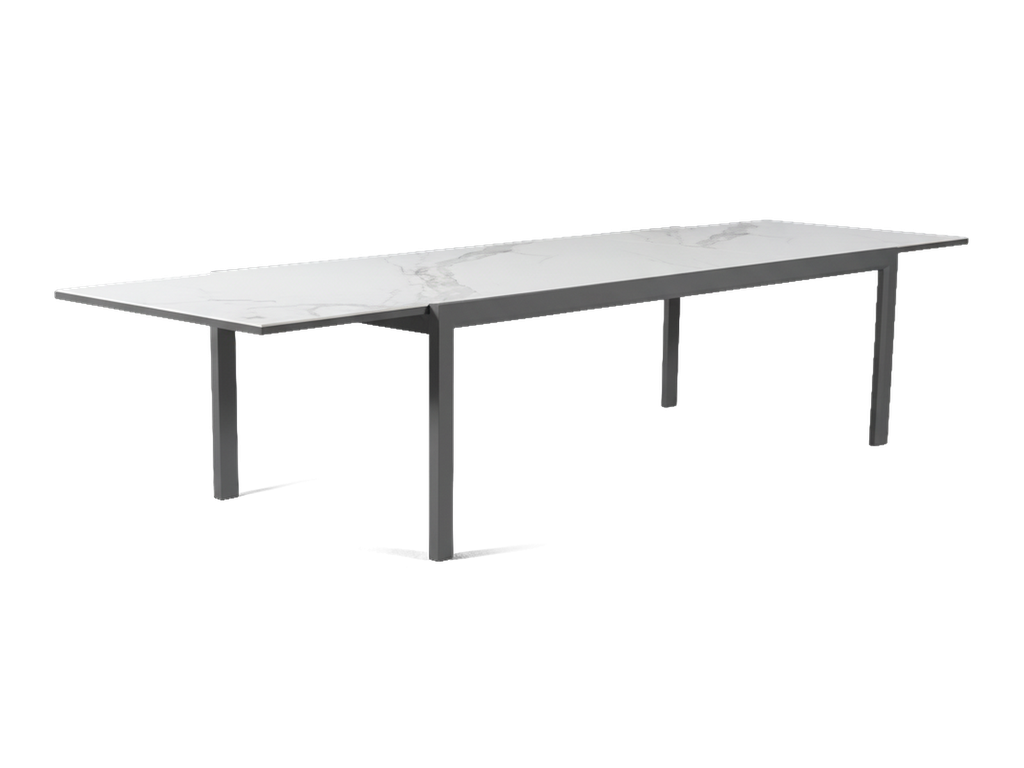 Florence Ceramic Extension Table 240 — Charcoal & Marble