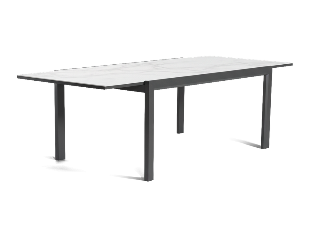 Florence Ceramic Extension Table 160 — Charcoal & Marble