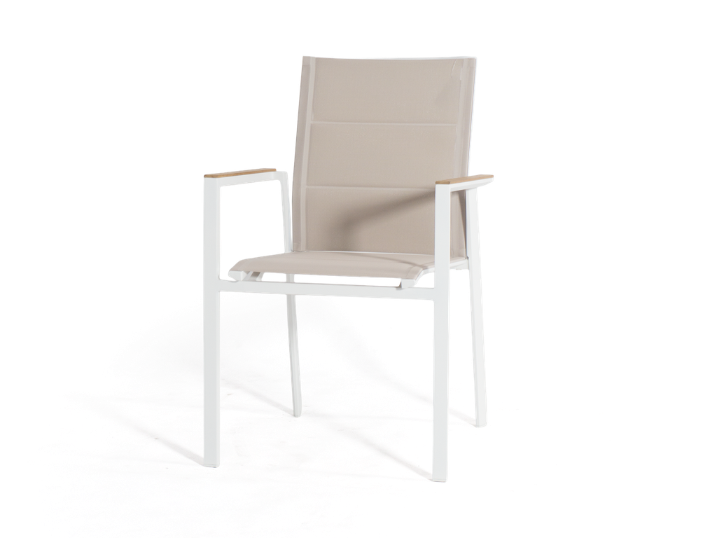 Florence Batyline Dining Chair — White & Light-taupe