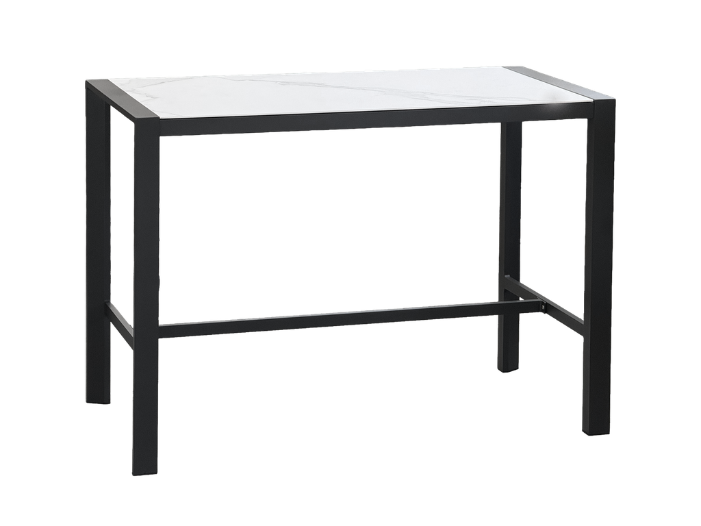 Florence Ceramic Bar Table 1.5m — Charcoal & Marble