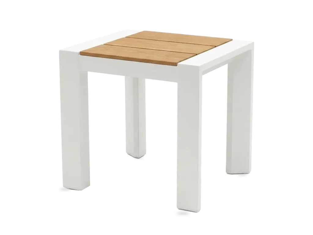 Florence Stool Teak Top — White