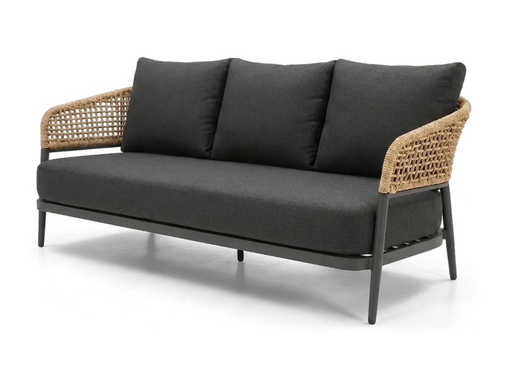 Taormina Lounge 3 Seater — Charcoal & Rehau