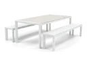 Florence Dining Bench Set (White & Travertine)