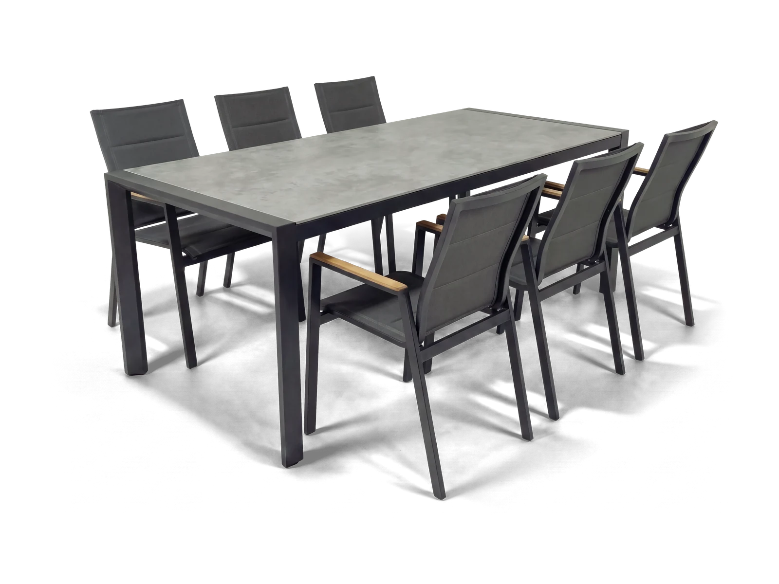Florence 2.2m Dining Set (Charcoal & Cement)