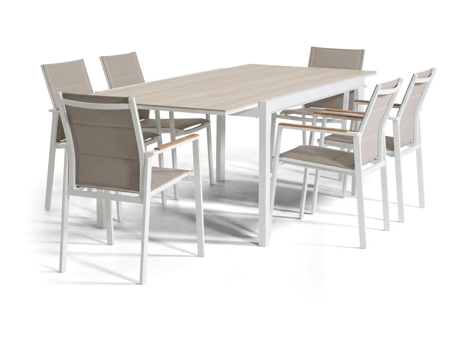 Florence 160 Extension Dining Set (White & Travertine)