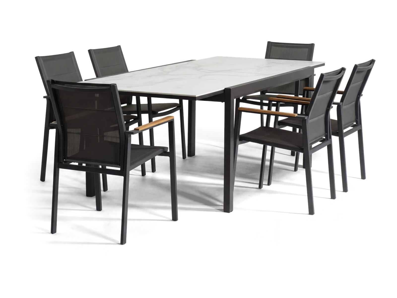 Florence 160 Extension Dining Set (Charcoal & Marble)