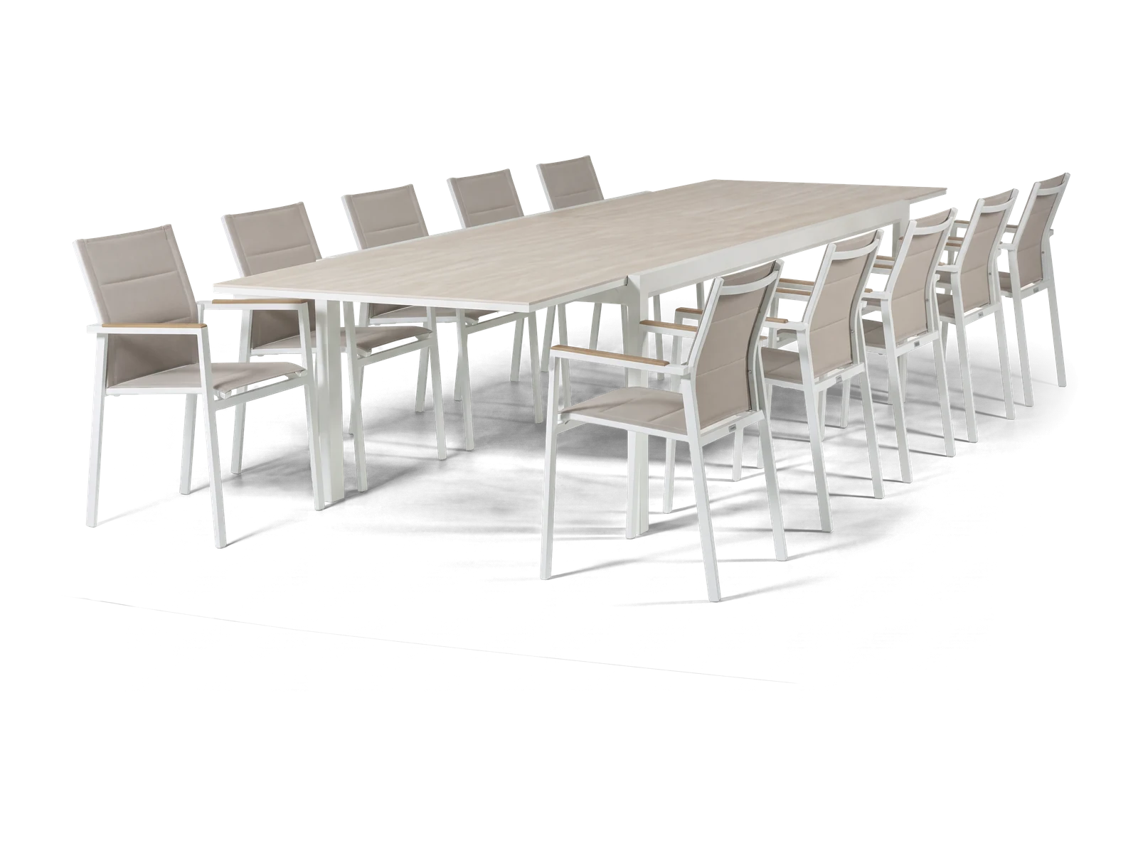 Florence 240 Extension Dining Set — White & Travertine