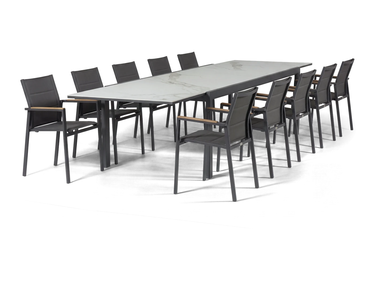 Florence 240 Extension Dining Set (Charcoal & Marble)