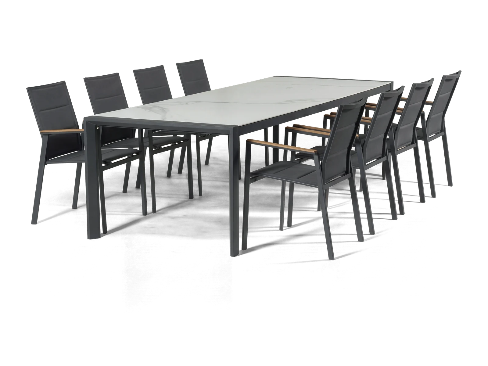 Florence 2.8m Dining Set (Charcoal & Marble)