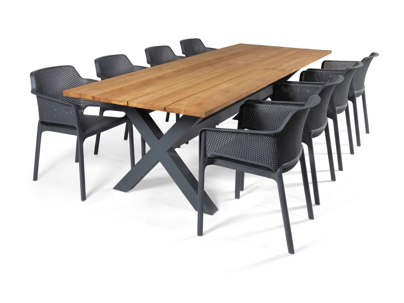 Malibu & Net 2.7m Dining Set (Charcoal)