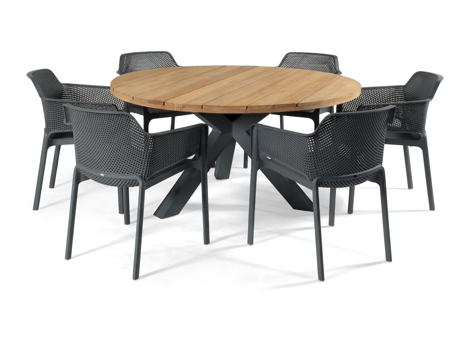 Malibu & Net 1.5m Round Dining Set (Charcoal)