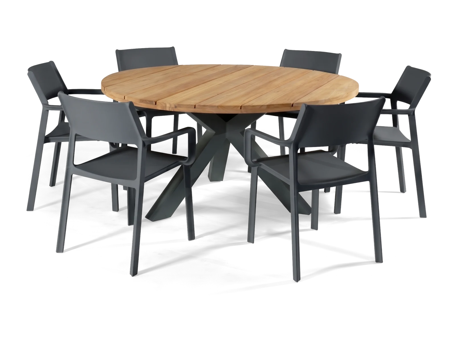 Malibu & Trill 1.5m Round Dining Set (Charcoal)