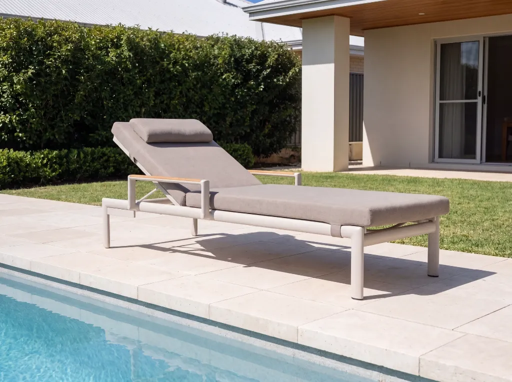 Colorado Sunlounger - Sand Nutmeg - Poolside Lifestyle - 4K.webp