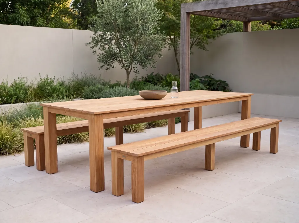Oxford 3m Table and Two 2.7m Benches - Garden Terrace - D1 - Native 4K.webp