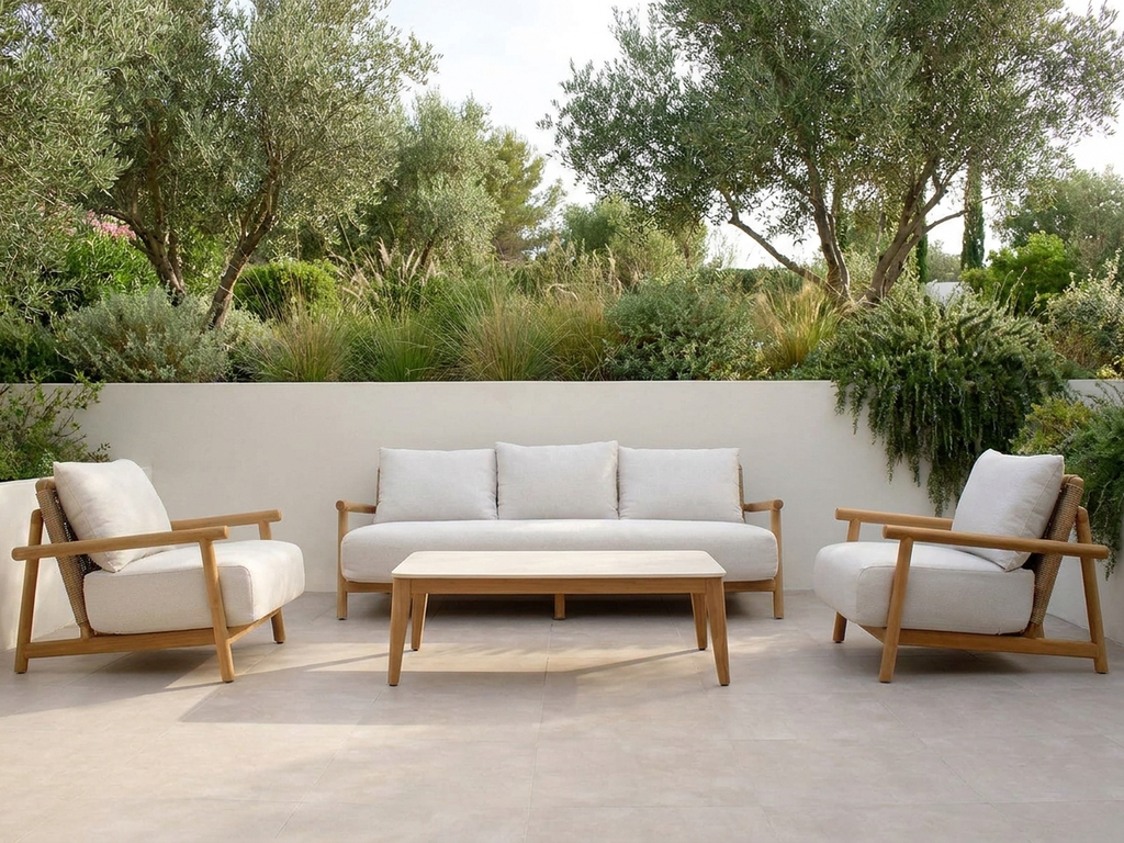 Corsica Lounge 5-Seat Setting with Torbay Ceramic Coffee Table - Loppy Marble - Olive Garden Lifestyle - Website 1600x1200.webp